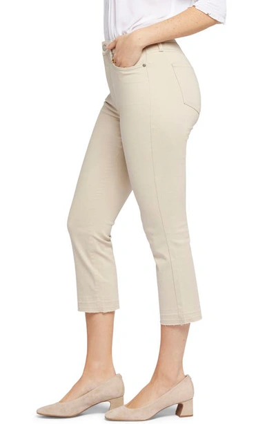 Nydj Brigitte Frayed High Waist Wide Leg Capri Jeans In Feather