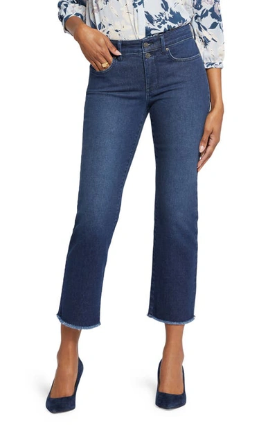 Shop Nydj Marilyn Frayed Two-button Ankle Straight Leg Jeans In Marvelous