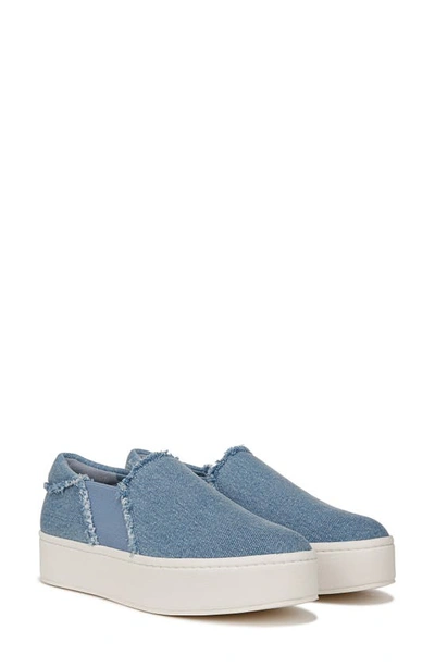 Shop Vince Warren Fray Platform Sneaker In Jeans Blue
