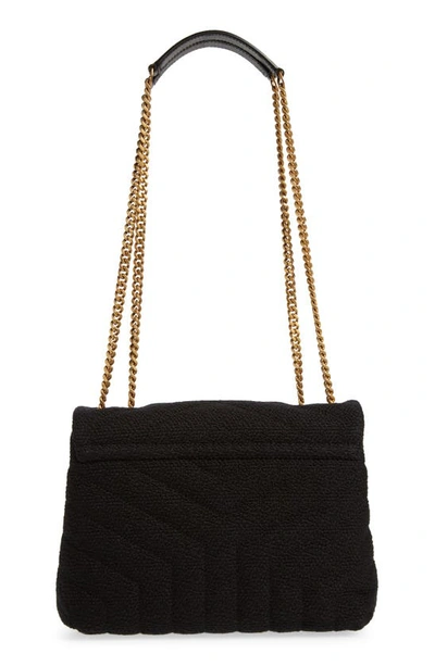Shop Saint Laurent Small Loulou Quilted Tweed Shoulder Bag In Nero/ Nero