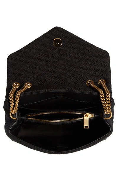 Shop Saint Laurent Small Loulou Quilted Tweed Shoulder Bag In Nero/ Nero