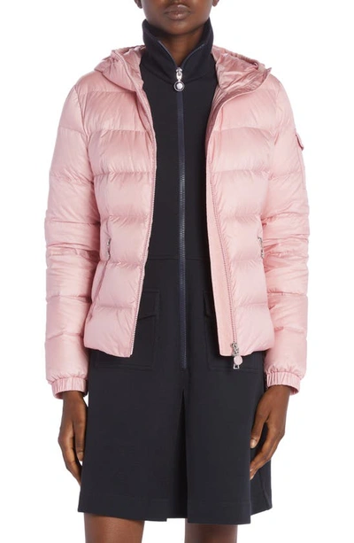 Shop Moncler Gles Hooded Down Jacket In Pink