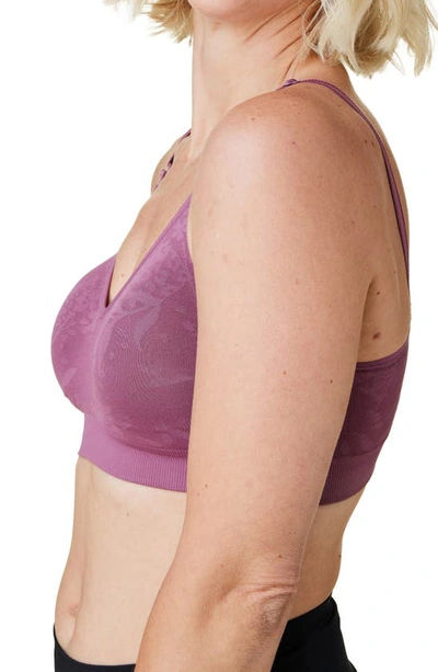 Bravado Designs Body Silk Seamless Recycled Nylon Blend Wireless Maternity/nursing Bra In Berry Jacquard