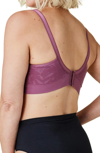 Shop Bravado Designs Body Silk Seamless Recycled Nylon Blend Wireless Maternity/nursing Bra In Berry Jacquard