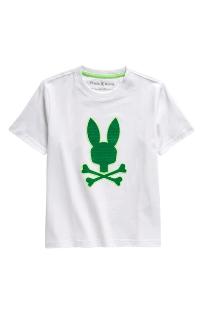 Shop Psycho Bunny Kids' Harvery Embroidered Graphic T-shirt In White