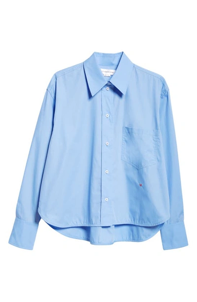 Victoria Beckham Shirt Cropped Long Sleeves In Oxford Blue