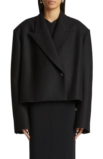 Shop Khaite The Raymond Wool Blend Jacket In Black