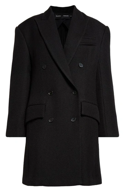 Shop Proenza Schouler Double Breasted Wool Blend Twill Blazer In Black