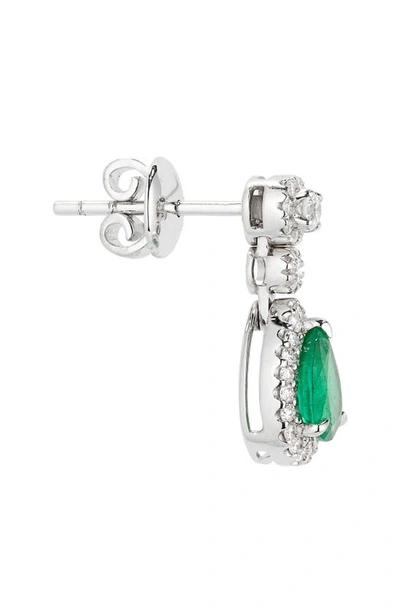 Shop Valani Atelier Emerald & Pavé Diamond Drop Earrings In White Gold/ Emerald/ Diamond