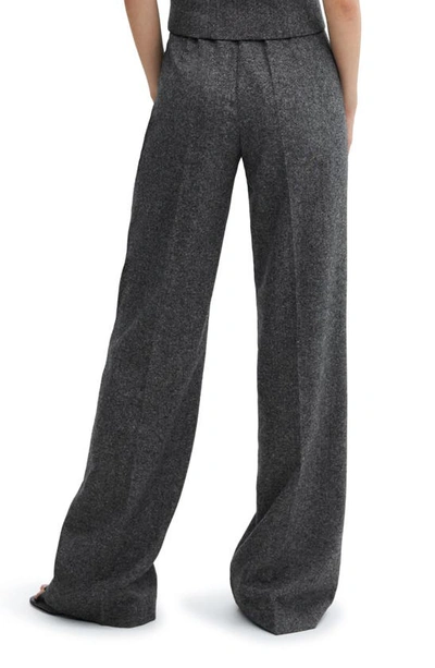 Shop Mango Wide Leg Wool Blend Suit Pants In Black