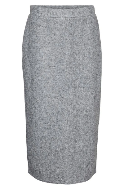 Shop Vero Moda Blis Sweater Skirt In Light Grey Melange