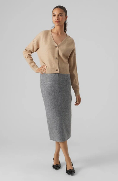 Shop Vero Moda Blis Sweater Skirt In Light Grey Melange