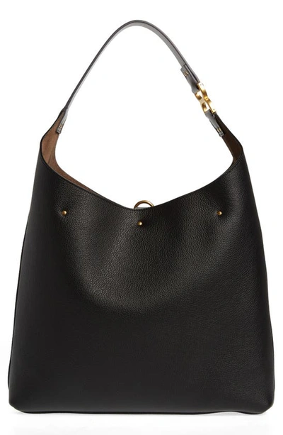 Chloé Marcie Hobo Bag In Grained Leather In Black
