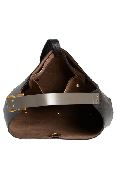 Chloé Marcie Hobo Bag In Grained Leather In Black