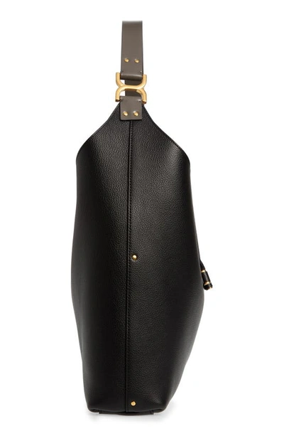 Shop Chloé Marcie Leather Hobo Bag In Black 001