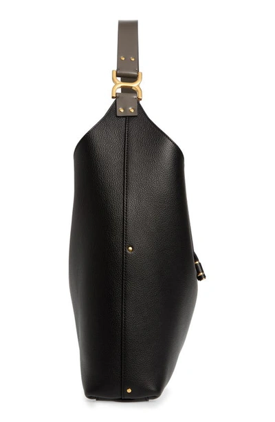 Chloé Marcie Hobo Bag In Grained Leather In Black