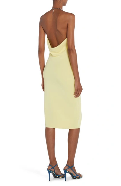Bottega Veneta Chain-detailed Ribbed-knit Midi Halter Dress In Pineapple