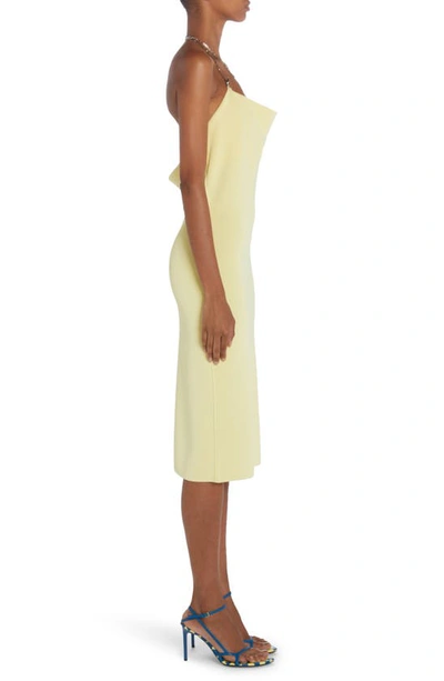 Bottega Veneta Chain-detailed Ribbed-knit Midi Halter Dress In Pineapple