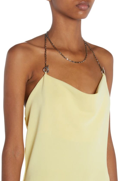 Bottega Veneta Chain-detailed Ribbed-knit Midi Halter Dress In Pineapple