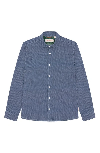 Shop Sealskinz Hempnall Performance Organic Cotton Button-up Shirt In Royal Blue/ Cream