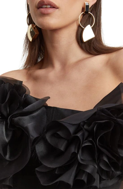 Shop Bardot Fleurette Flower Minidress In Black