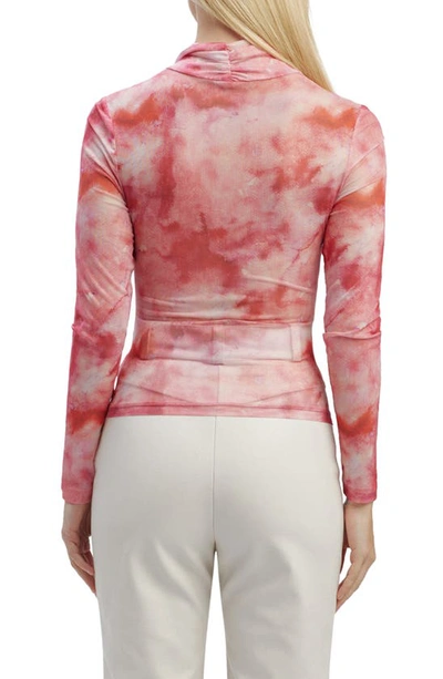 Shop Bardot Trista Ruched Tie Dye Mesh Top In Pink Tie Dye