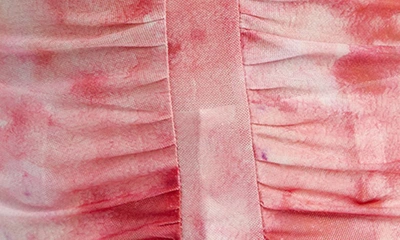 Shop Bardot Trista Ruched Tie Dye Mesh Top In Pink Tie Dye