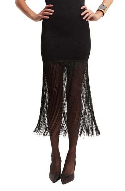 Shop Bardot Tassel Fringe Knit Dress In Black