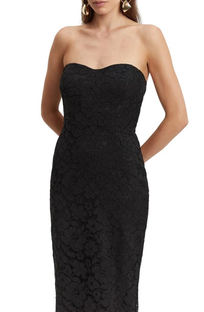 Shop Bardot Kayleigh Strapless Lace Midi Dress In Black