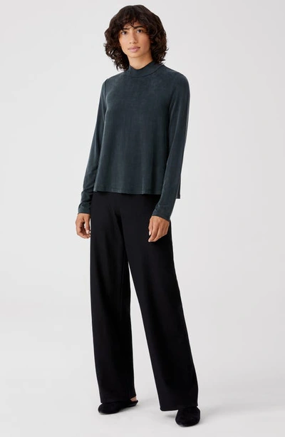 Shop Eileen Fisher High Waist Boiled Wool Knit Straight Leg Pants In Black