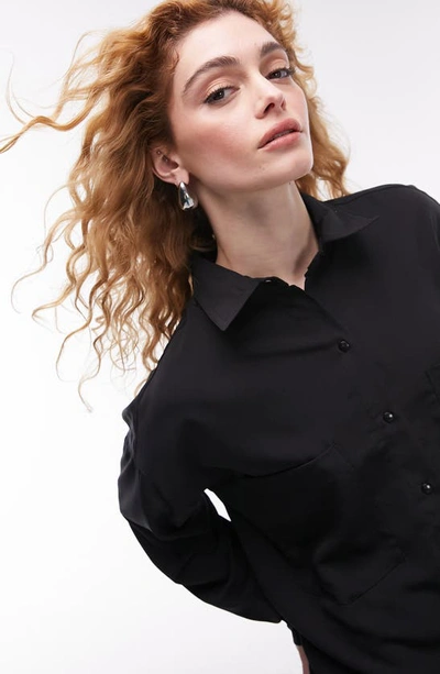 Shop Topshop Relaxed Fit Button-up Shirt In Black