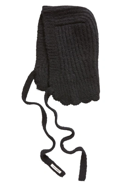 Shop Sandy Liang Bonnet Rib Wool & Alpaca Blend Balaclava In Black
