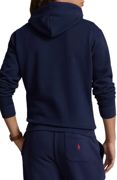 Shop Polo Ralph Lauren Logo Fleece Hoodie In Cruise Navy