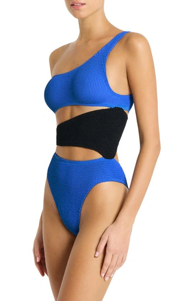 Shop Bondeye Bound By Bond-eye Splice Rico Cutout One-shoulder One-piece Swimsuit In Cobalt / Black