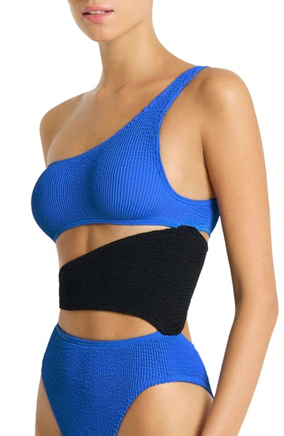 Shop Bondeye Bound By Bond-eye Splice Rico Cutout One-shoulder One-piece Swimsuit In Cobalt / Black