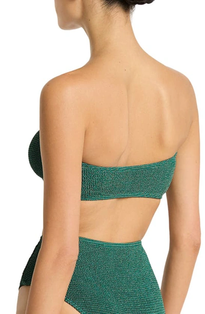 Shop Bondeye Bound By Bond-eye Blake Shimmer U-bar Bandeau Bikini Top In Bottle Green Lurex