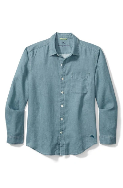 Shop Tommy Bahama Sea Glass Breezer Classic Fit Button-up Linen Shirt In Blue Ash
