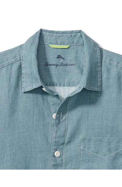 Shop Tommy Bahama Sea Glass Breezer Classic Fit Button-up Linen Shirt In Blue Ash