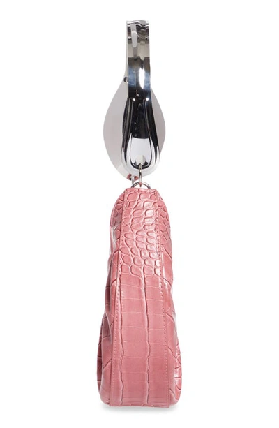 Shop Puppets And Puppets Spoon Handle Croc Embossed Faux Leather Hobo In Pink
