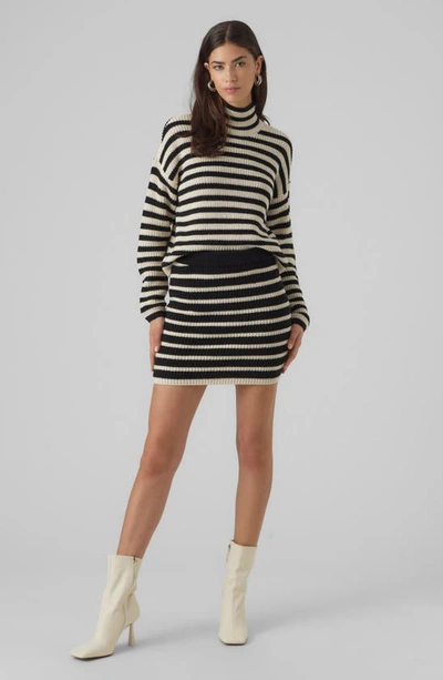 Shop Vero Moda Fabulous Stripe Knit Miniskirt In Black Stripes/ Birch