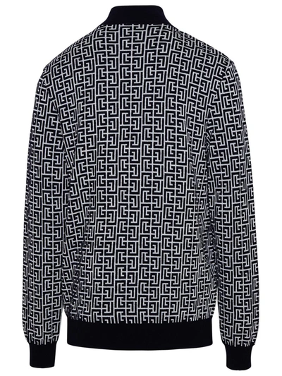 Shop Balmain Two-tone Wool Blend Sweater In Black
