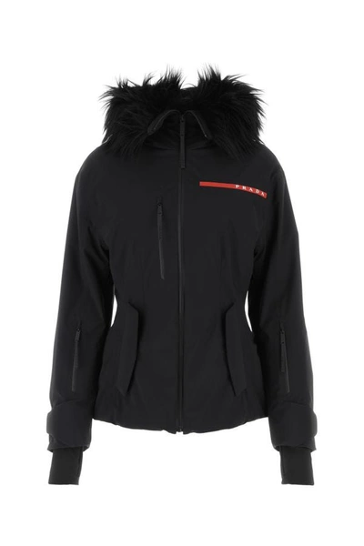 Shop Prada Woman Black Re-nylon Ski Jacket