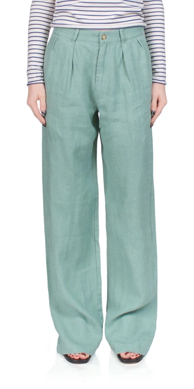 Shop Denimist Double Pleat Wide Leg Chino Sage