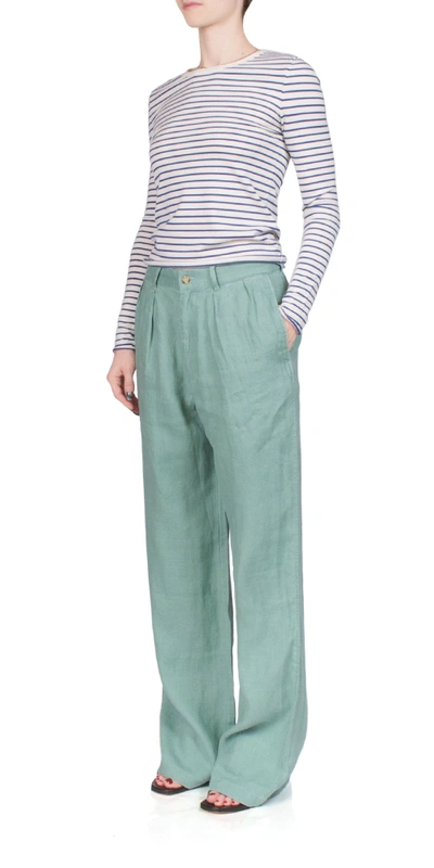 Shop Denimist Double Pleat Wide Leg Chino Sage