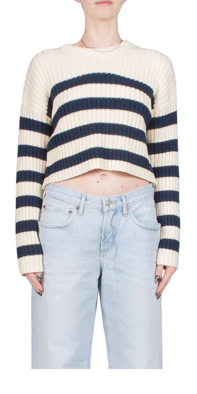 Shop Denimist Striped Ribbed Cropped Sweater