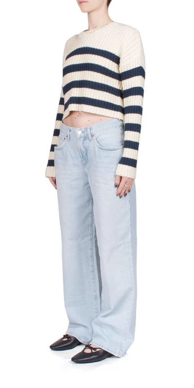 Shop Denimist Striped Ribbed Cropped Sweater