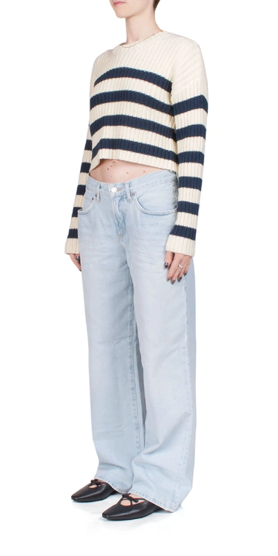 Denimist Striped Ribbed Cropped Sweater