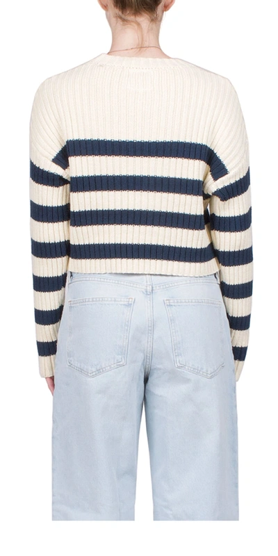 Denimist Striped Ribbed Cropped Sweater