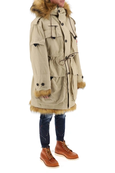 Shop Dsquared2 Canadian Parka With Eco Fur Lining