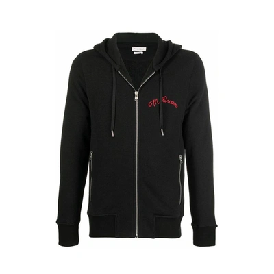 Shop Alexander Mcqueen Hooded Zipped Sweatshirt In Black